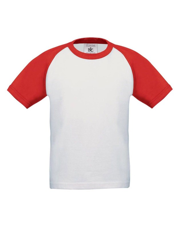 T-Shirt Bambino B&C 185g Baseball Manica Corta Ricamata