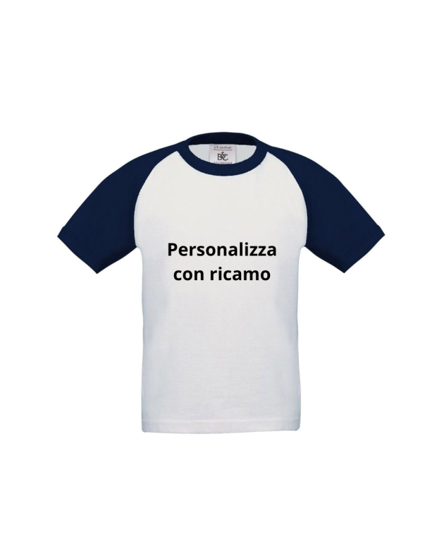 T-Shirt Bambino B&C 185g Baseball Manica Corta Ricamata